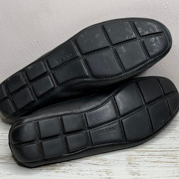 Prada Mens Black Leather Driving Loafers size 9 - Picture 4 of 6